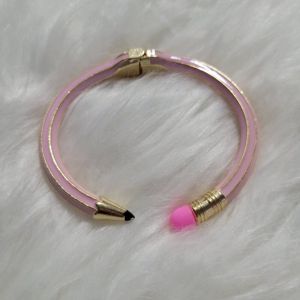 Pink Pencil Design Hinged Bracelet